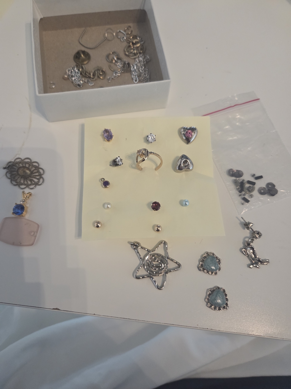 Mixed Women’s Jewelry Earring and Pendant Set - Silver and Blue Accents